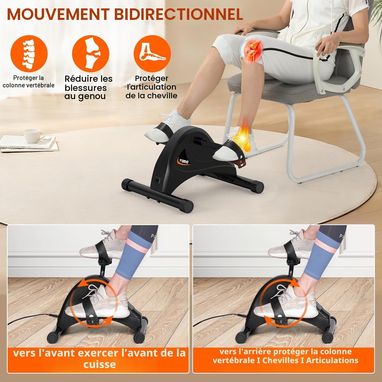 Pédalier électrique Pédales Statiques Personnes âgées Automatique, 6 Niveaux de Vitesse, Télécommande avec Moteur Silencieux pour Jambe Réhabilitation