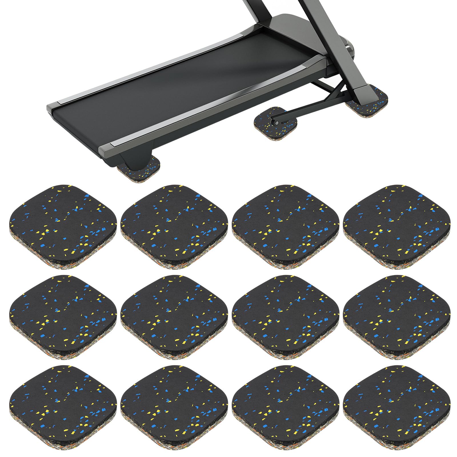 Tapis de treadmill PATIKIL en mousse haute densité 4x4x0.6 jaune bleu