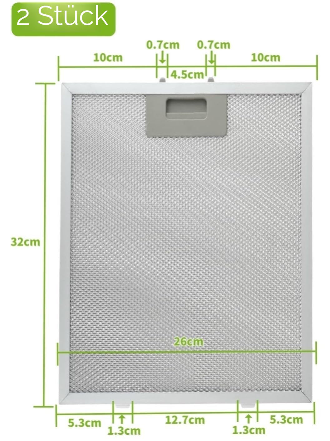 2Pcs 320mm x 260mm Dunstabzugshaube Filter für Dunstabzugshaube Filtergitter, Aluminum Metallfettfilter mit 5 Schichten Cooker Hood Filters