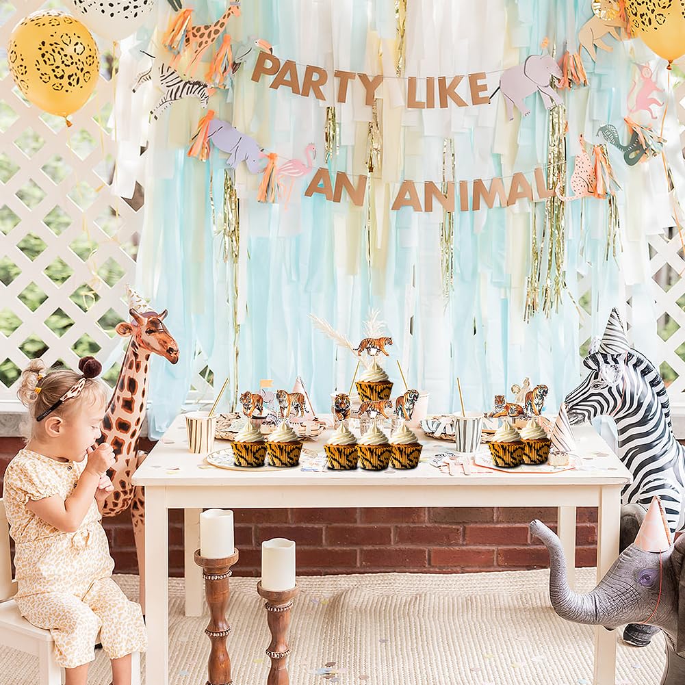 24PCS Tiger Cupcake Toppers, Realistic Wild Animal Cake Picks for Jungle Safari Parties Tiger-Themed Birthdays - Image 3