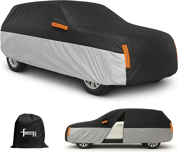 FROSHKAR SUV Car Cover, Outdoor Car Covers for Automobiles, Car Cover Waterproof All Weather, Universal fit for SUV (Length 181-191 inch)