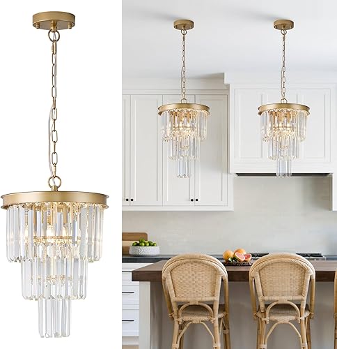 Miniatura 11 de Candelabros de Cristal Negro, Candelabros Modernos de 20" para Comedor de 3 Niveles 7 Luces de Lujo Accesorio de Luz Colgante de Techo de Cristal K9