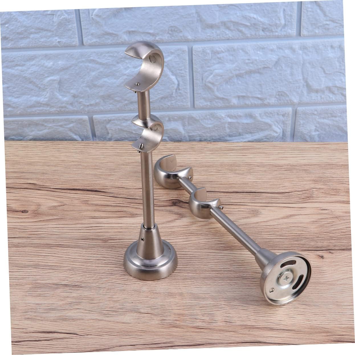 ULTECHNOVO Double Curtain Rod Bracket Holder 20mm/25mm Iron Curtain Pole Mounting Brackets Heavy Duty for Home and Office Easy Installation for Window Drapery