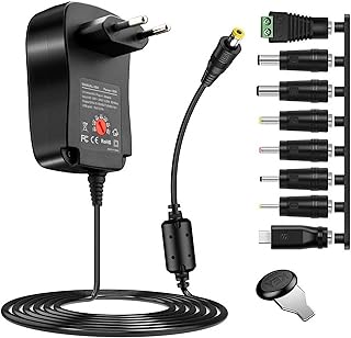 Powice 30W Universal Power Supply 3V 4.5V 5V 6V 7.5V 9V 12V 2A Power Supply Adapter with 5V 2A USB Port and 8 DC Connector…