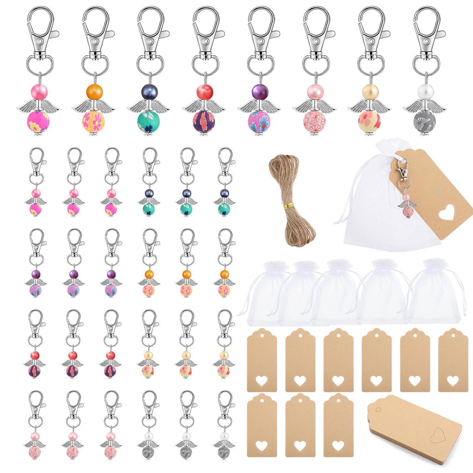 Gigmeta 24 Stuks Beschermengel-hangers – Feestcadeauset Met Organza Zakjes En Kraftlabels, Perfect Voor Doop, Bruiloft, Communie En Vormsel