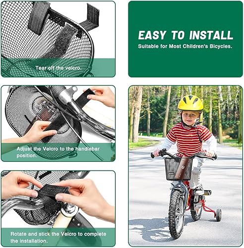 Miniatura 4 de ANZOME Cesta de bicicleta para niños, cesta de bicicleta para niños y niñas, cesta de bicicleta impermeable de alambre de metal para niños, adecuada