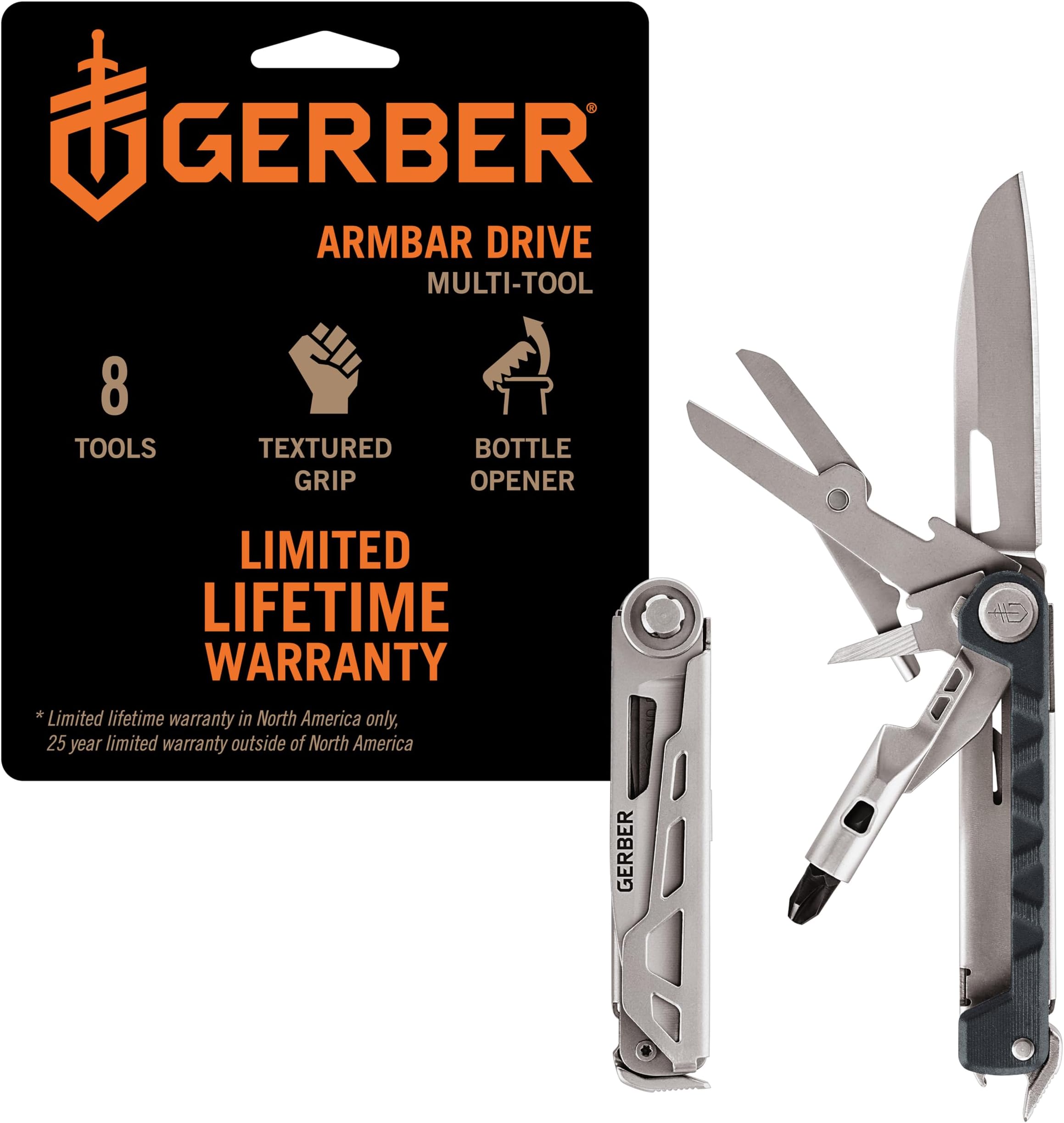 Gear Armbar Drive 8-in-1 Pocket Knife EDC Multitool with Screwdriver, 2.5" Blade, Urban Blue