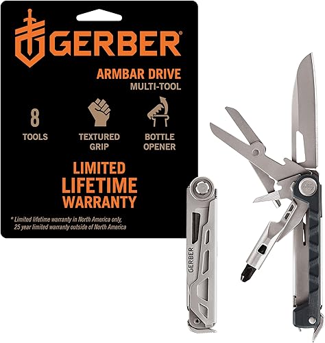 Miniatura 9 de Gerber Gear Armbar Trade Multiherramienta 8 en 1 - Hoja de borde liso de 2.5 pulgadas, barra de palanca, martillo - Equipo y equipo EDC - Onyx