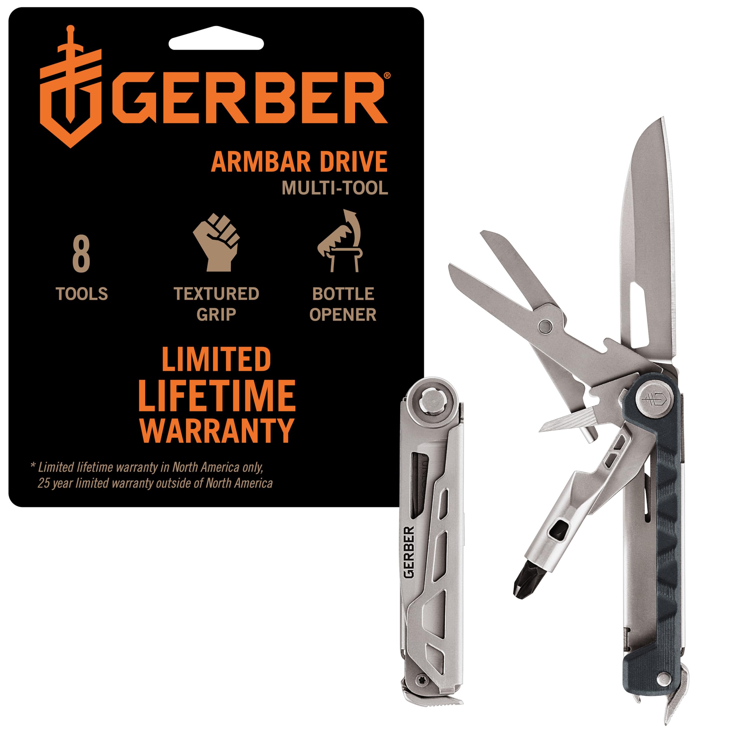 Gerber Gear Armbar Drive 8-in-1 Pocket Knife EDC Multitool with Screwdriver, 2.5" Blade, Urban Blue