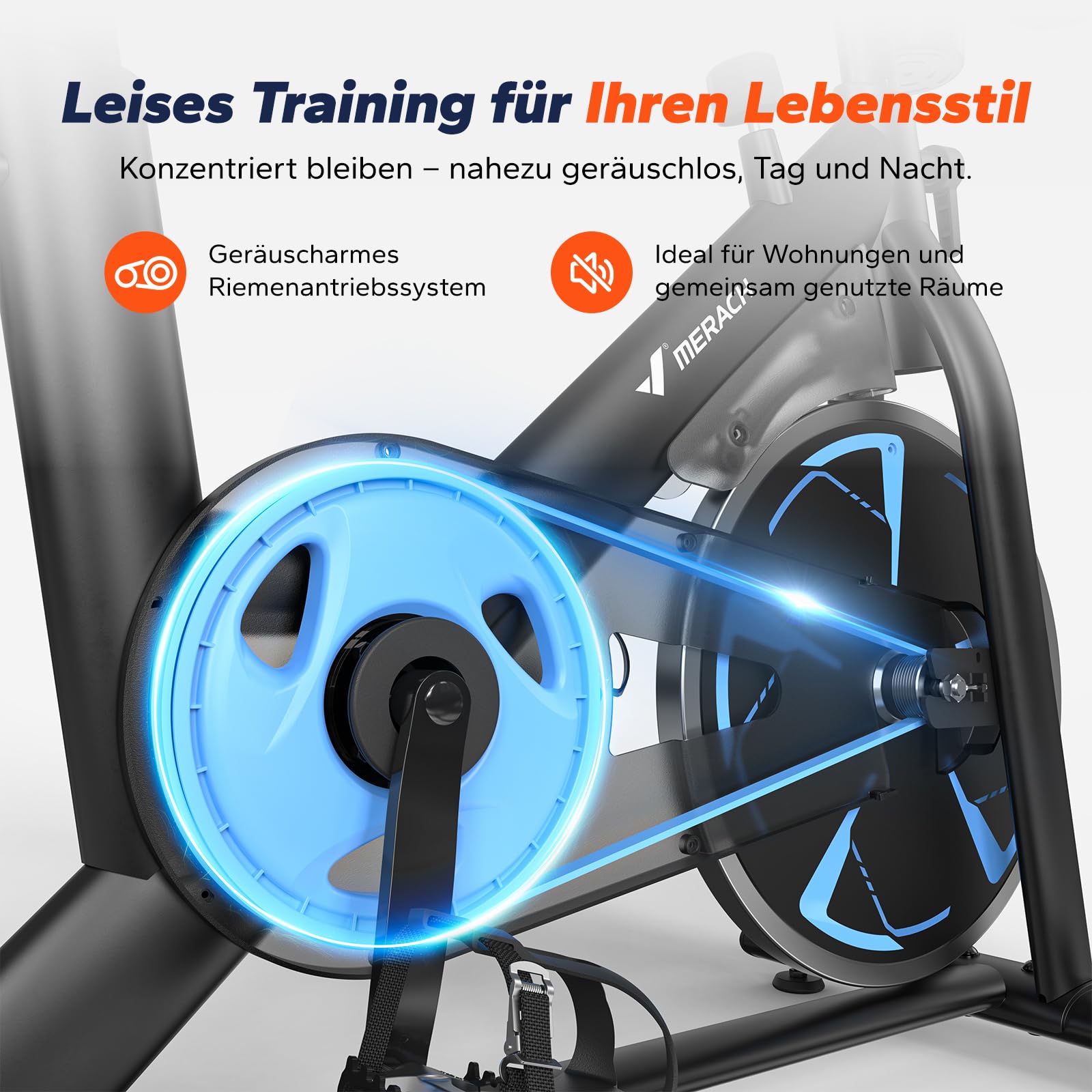 Merach Magnetyczny rower treningowy, cichy rower stacjonarny do domu z wygodną poduszką do siedzenia, rower spinningowy o udźwigu 150 kg, ekskluzywna aplikacja, uchwyt na tablet i kursy fitness