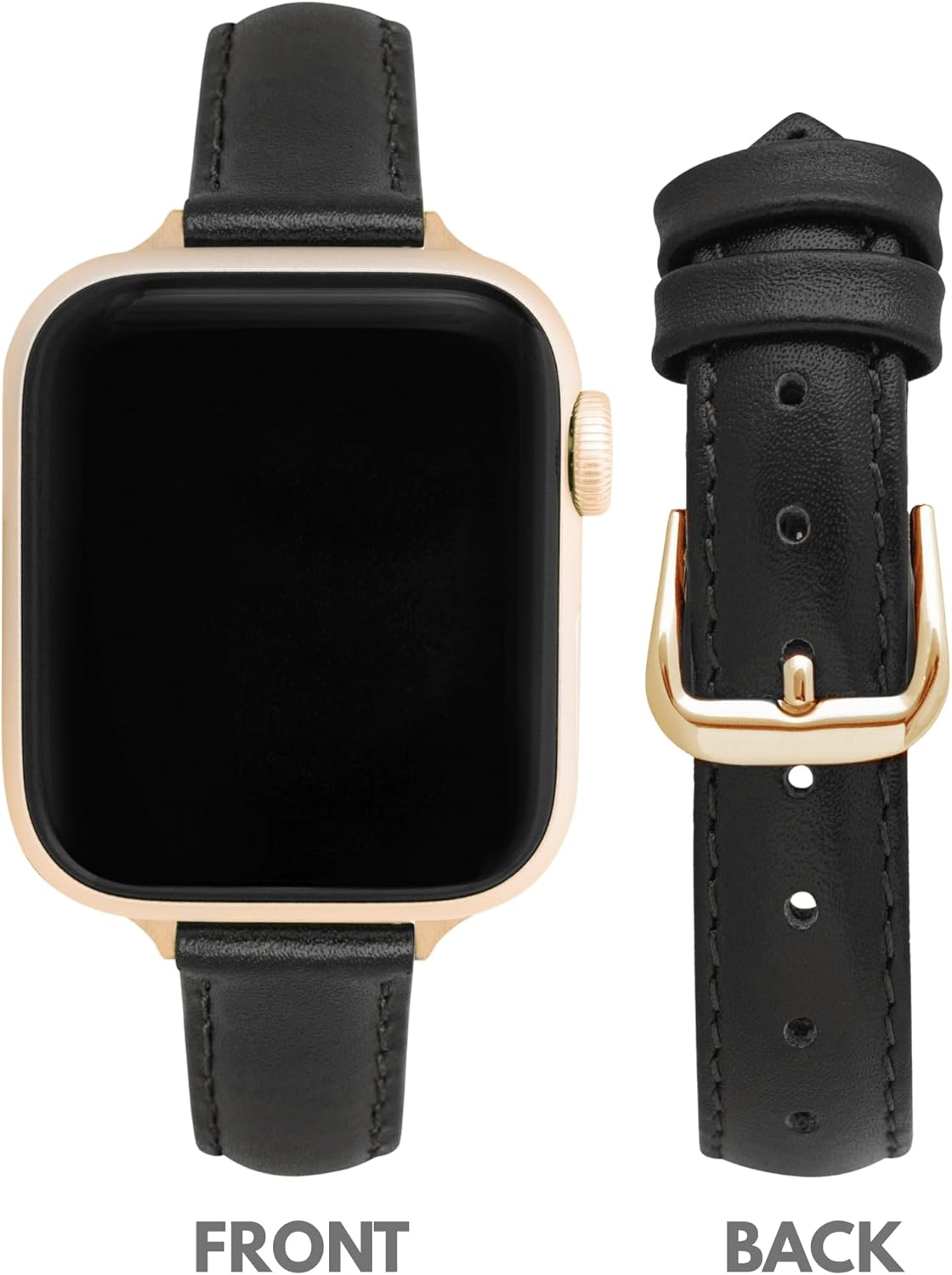 Bandini Slim Leather Band for Apple Watch Band for Women - Womens Leather iWatch Strap For Apple Watch 46mm 45 44 42 41 40 38 49, Ultra 3 2 1, SE1-SE3, Series 1 to 11, Short, Regular, Long, Extra Long