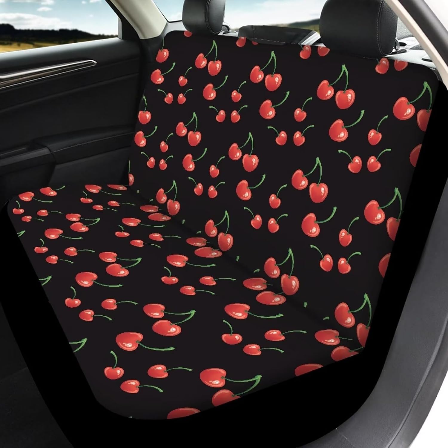 Cherry Car Front Rear Bench Seat Cover Full Set Car Interior Accessories Dustproof Car Seat Protector Fits Most Cars Easy to Install Bucket Seat Cover