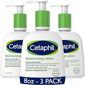 Cetaphil Face & Body Moisturizer, Hydrating Moisturizing Lotion for All Skin Types, Suitable for Sensitive Skin, NEW 8 oz Pack of 3, Fragrance Free, Hypoallergenic, Non-Comedogenic