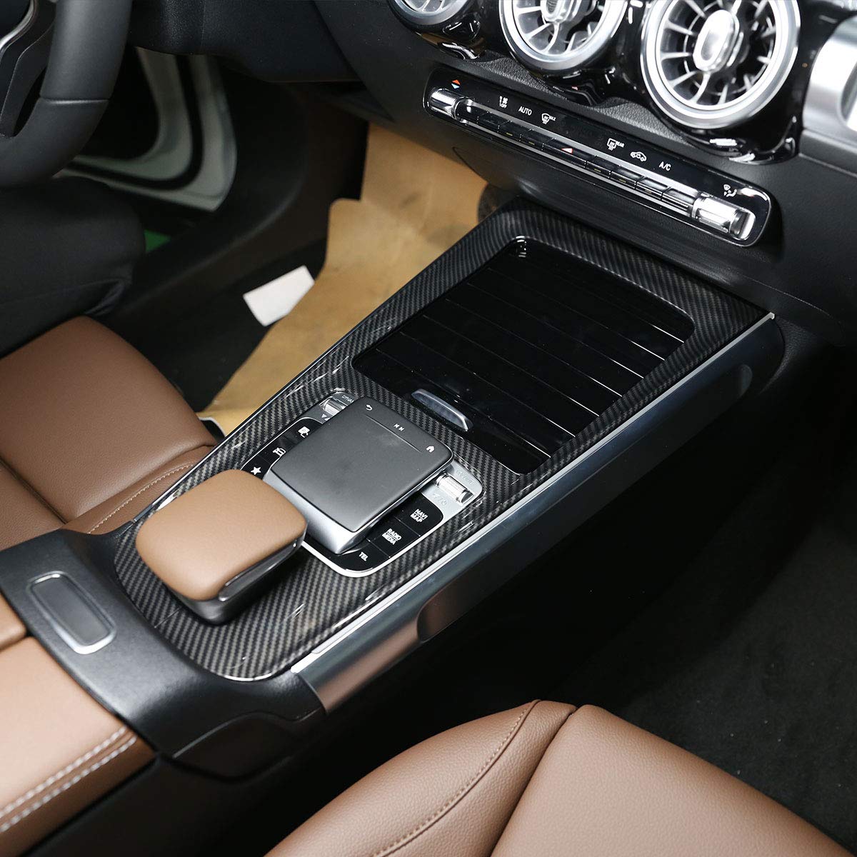 Samochodowy ABS chrom wnętrze konsoli środkowej wykończenie panelu przekładni dla Benz B GLB klasy W247 X247 2020 akcesoria samochodowe (włókno węglowe)