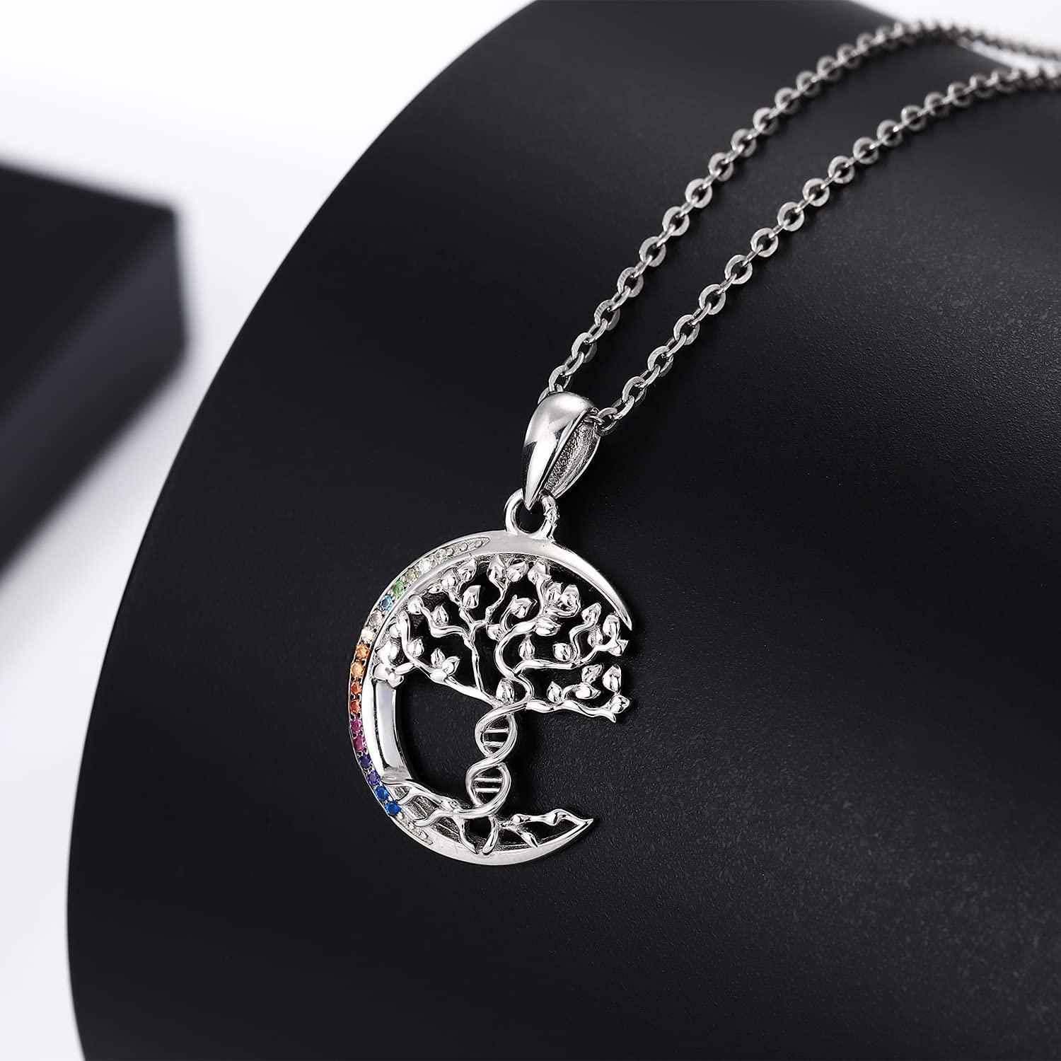 Collana albero della vita per donna, collana Cristallo albero della vita in argento sterling 925, regali gioielli ciondolo albero genealogico per donna madre