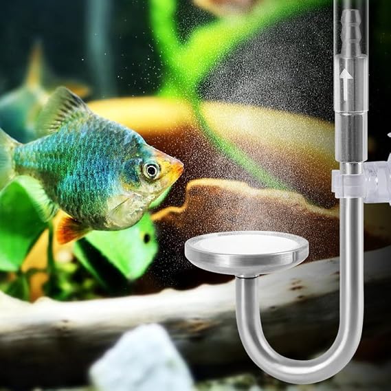 MiOYOOW Aquarium CO2 Diffuser, 304 Stainless Steel CO2 Atomizer with Suction Cup & Check Valve for Planted Fish Tank Aquarium