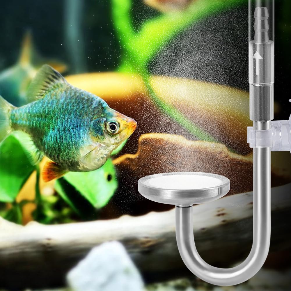 Diffuseur de CO2,Atomiseur de CO2 pour Plantes D'aquarium en Acier Inoxydable avec Clapet Anti-retour et Ventouse,pour Tube de Diamètre Intérieur 4 mm/diamètre Extérieur 6 mm pour Plantes D'aquarium
