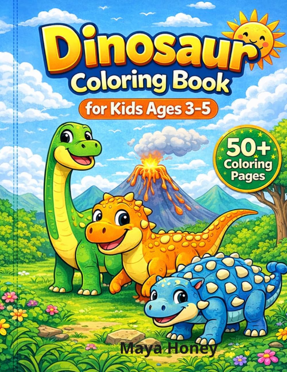 Dinosaur Coloring Book for Kids Ages 3-5: Cute Dinosaurs with Big Easy Coloring Pages