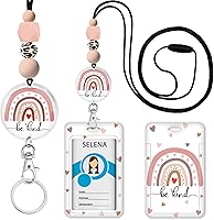 Vista 1 de Cordones arcoíris para profesores para tarjetas de identificación y llaves, lindo cordón de silicona con cuentas separables para mujeres