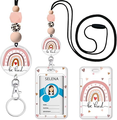 Cordones arcoíris para profesores para tarjetas de identificación y llaves, lindo cordón de silicona con cuentas para mujeres, enfermeras,