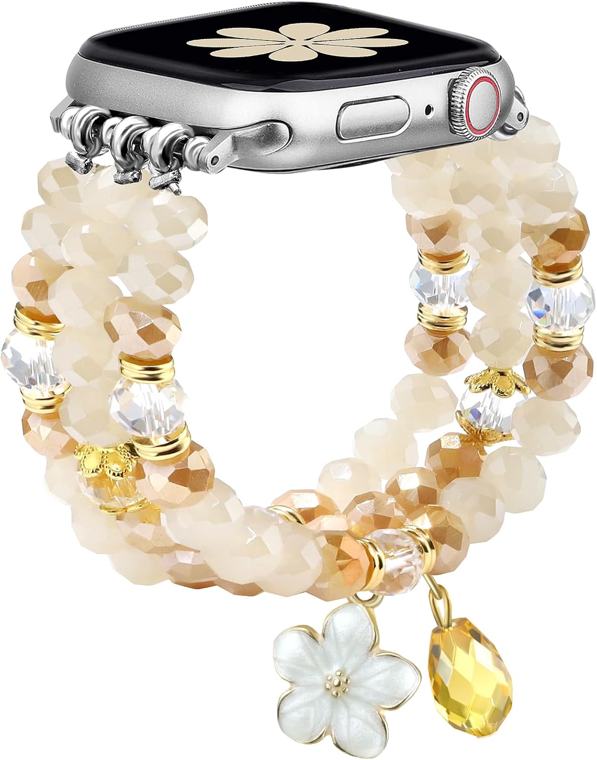 Newlibery Bracelet Beaded Bands for Women Compatible with Apple Watch 38mm 40mm 41mm 42mm(S11/10) Fashion Handmade Boho Elastic Stretch Crystal Strap for iWatch Series 11/10/9/8/7/6/5/4/3/2/1/SE