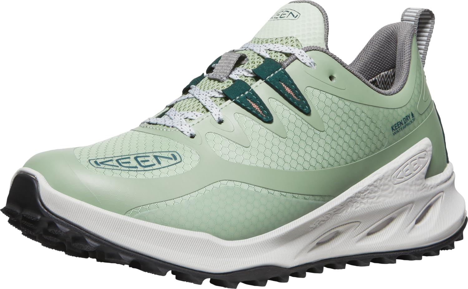 KEEN Women's Zionic Low Height Waterproof All Terrain Hiking Shoes, Desert Sage/Ember Glow, 8