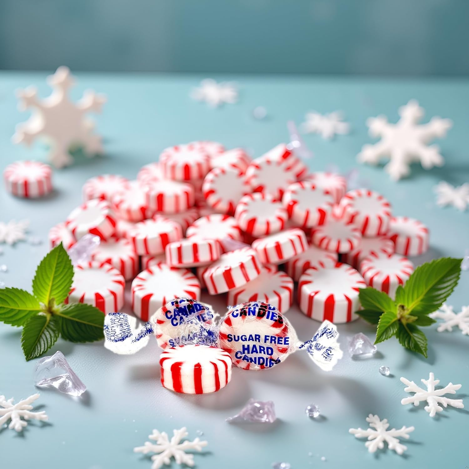 SweetGourmet Sugar-Free Peppermint Hard Candy, Wrapped Starlight Mints, 3 Pounds, Natural Flavor, Gluten-Free, Fat-Free, 270 Pieces
