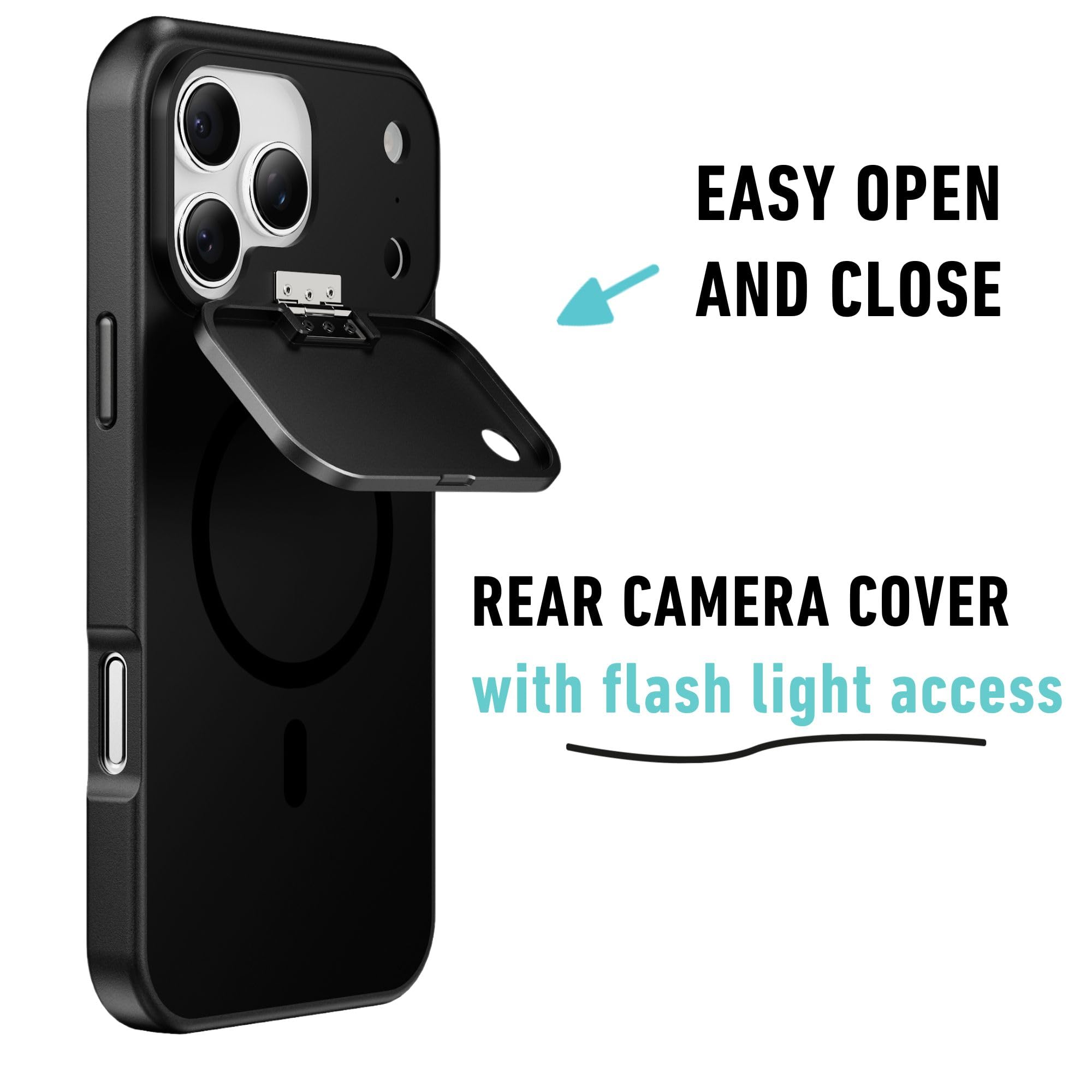 Etui na telefon iPhone 17 Pro, osłona przedniego i tylnego aparatu, etui MagSafe do iPhone'a z ochroną obiektywu, blokada aparatu dla prywatności i bezpieczeństwa, smukłe, odporne na wstrząsy