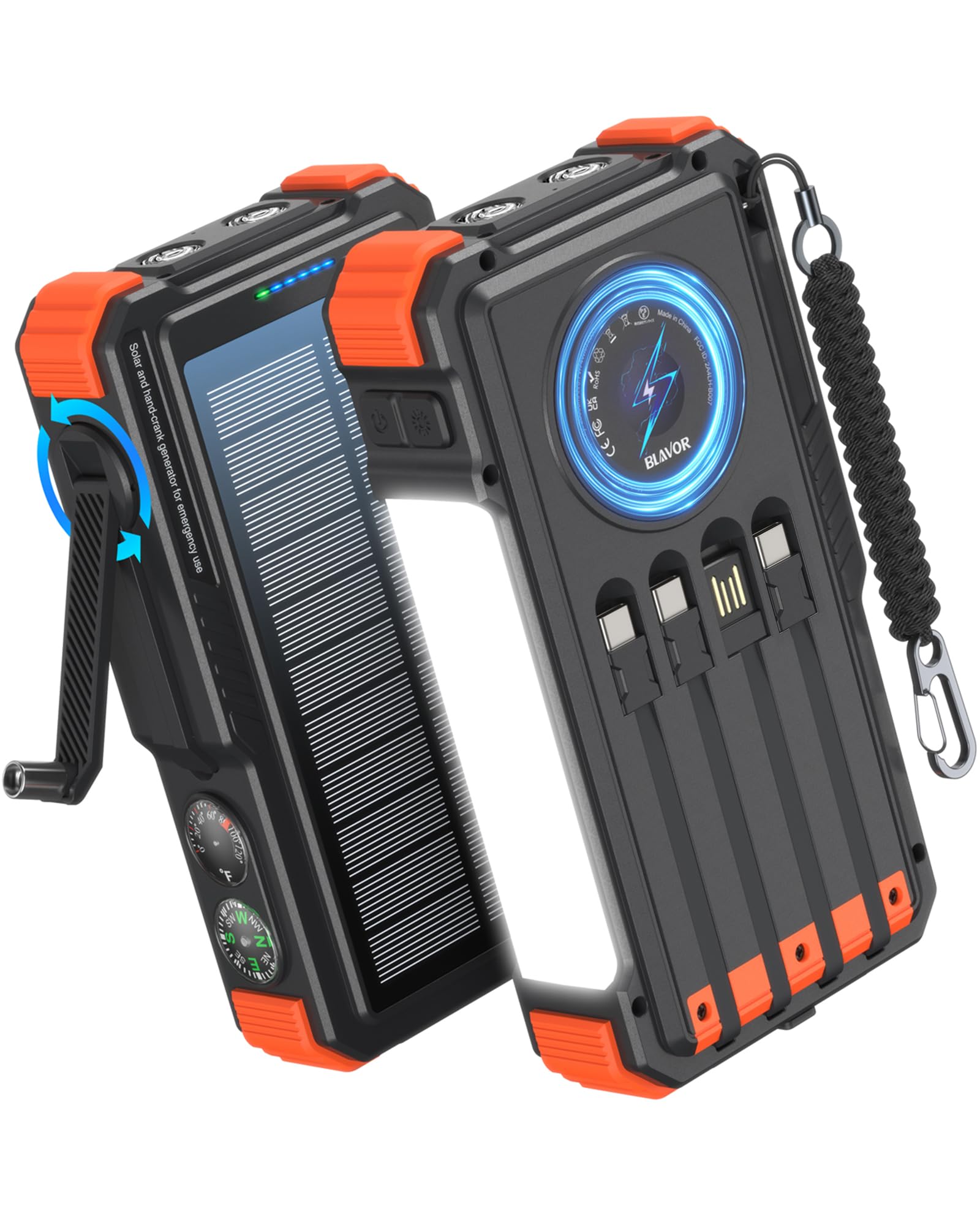 BLAVOR Solar Power Bank with Hand Crank