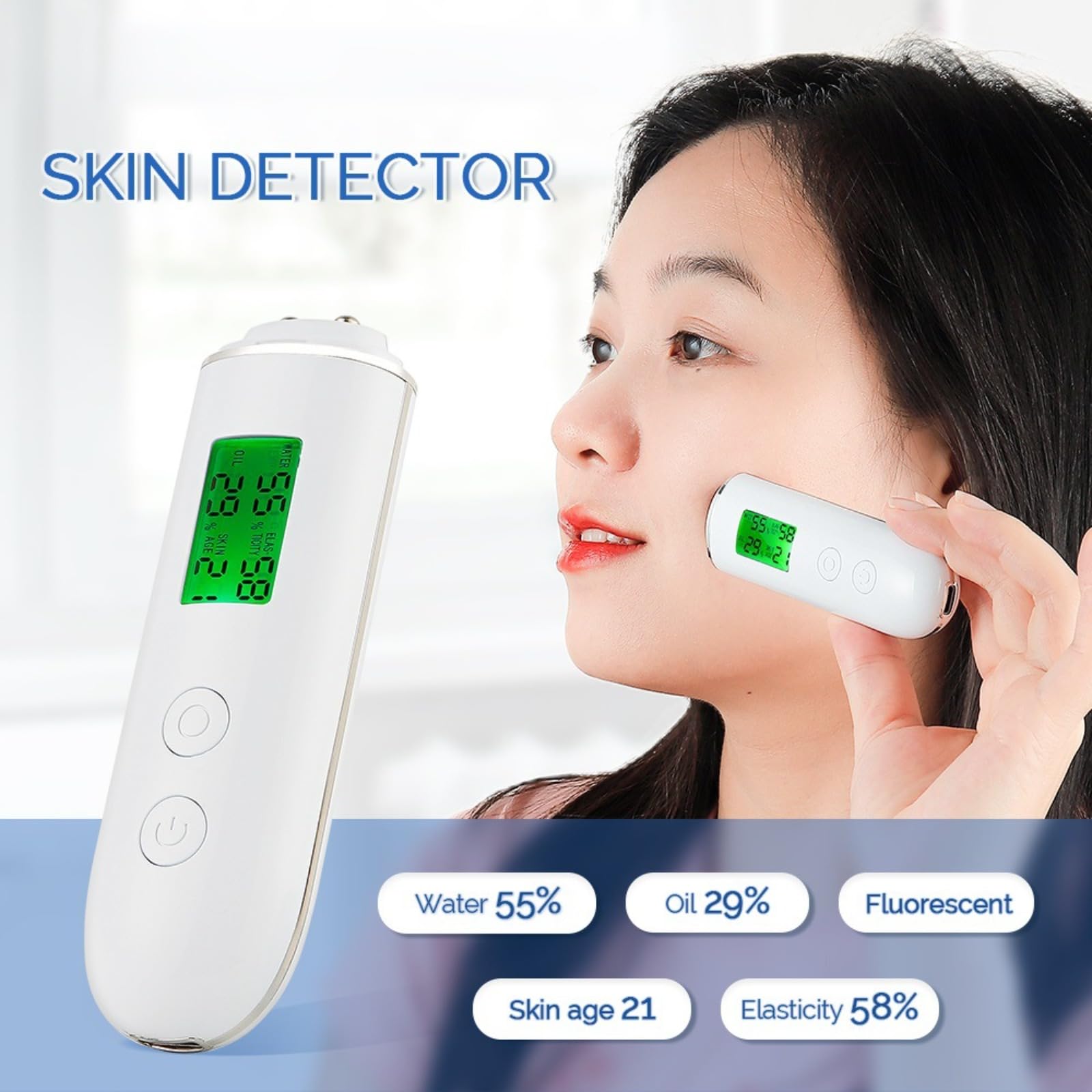 Tester di idratazione della Pelle, Tester di umidità Ricaricabile Display Digitale Display Analyzer per la Pelle Professionista per Il Regalo di Bellezza del Salone Spa Spa spazz