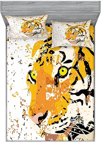 Miniatura 10 de Ambesonne Juego de sábanas bajeras y fundas de almohada, dibujos de aviones antiguos, vuelos clásicos con fechas, estilo vintage, diseño nostálgico,