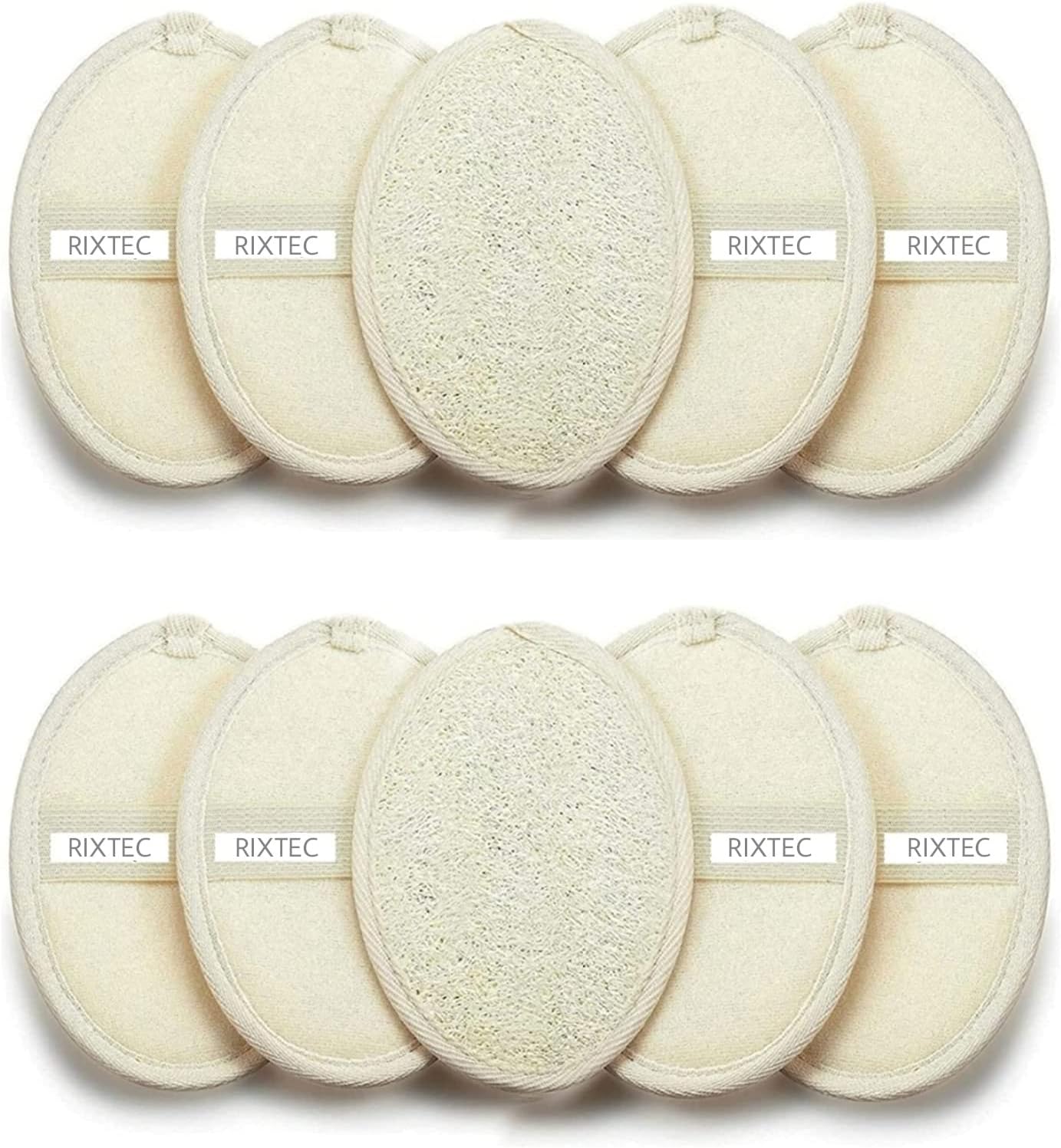 Set of 10 Natural Body Loofah for Bathing | Organic Loofah with strep | Shower Sponge for Women, Men and Kids