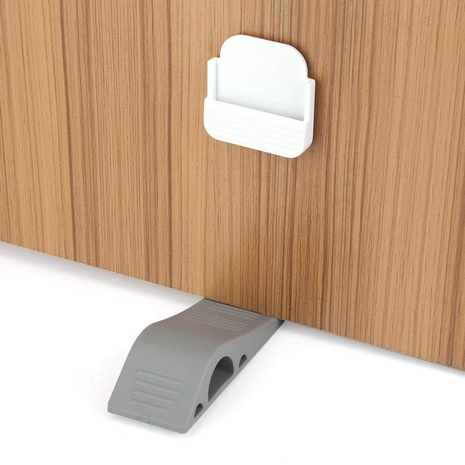 Door Stoppers for Floor with Holder Pack of 4 Rubber Security Wedge for Bottom of Door Soft Elastic Door Wedge Stopper for Home School - Image 2