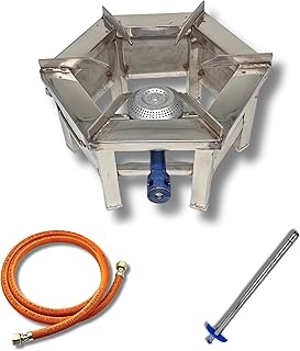 Amaru Single Burner Stainless Steel Square Chulha Canteen Bhatti Commercial Gas Stove Manual (Medium-12Lx12Wx8H) Price In India