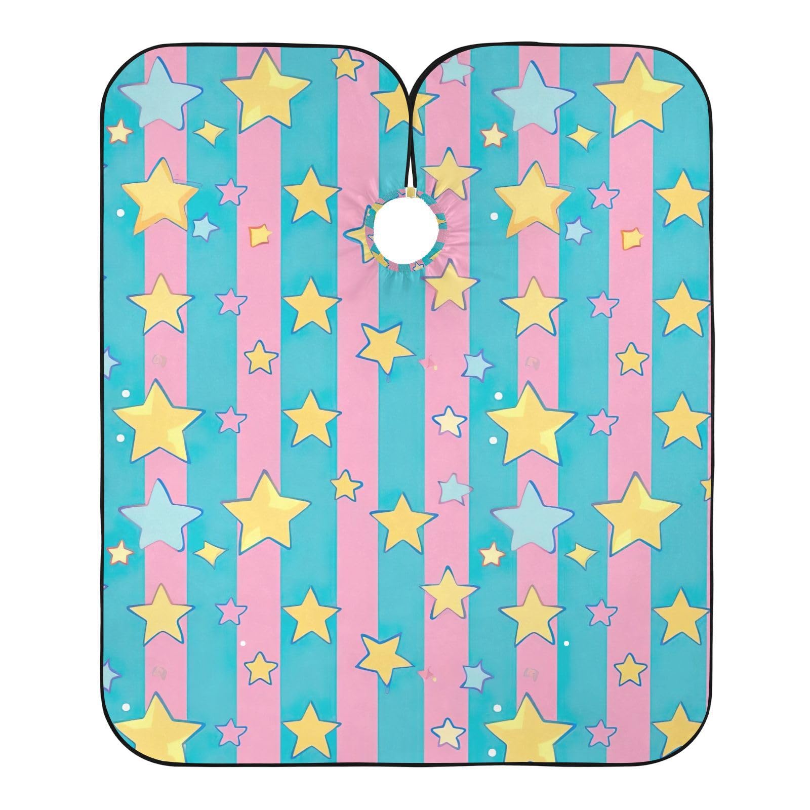 Hezely Colored Striped Stars Hair Dye Cape, Barber Cape for Adults,Waterproof Salon Cape,Waterproof Hairdressing Styling Hair Cutting, 65