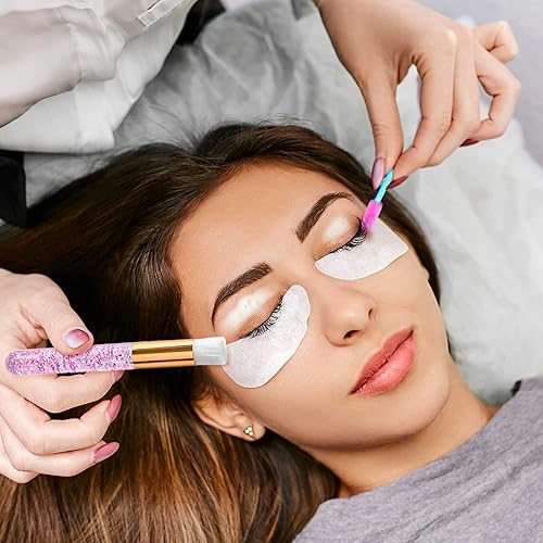 Miniatura 4 de TUZAZO 20 cepillos de champú de pestañas rosadas, cepillos limpiadores de extensión de pestañas de cristal con purpurina, cepillo de limpieza