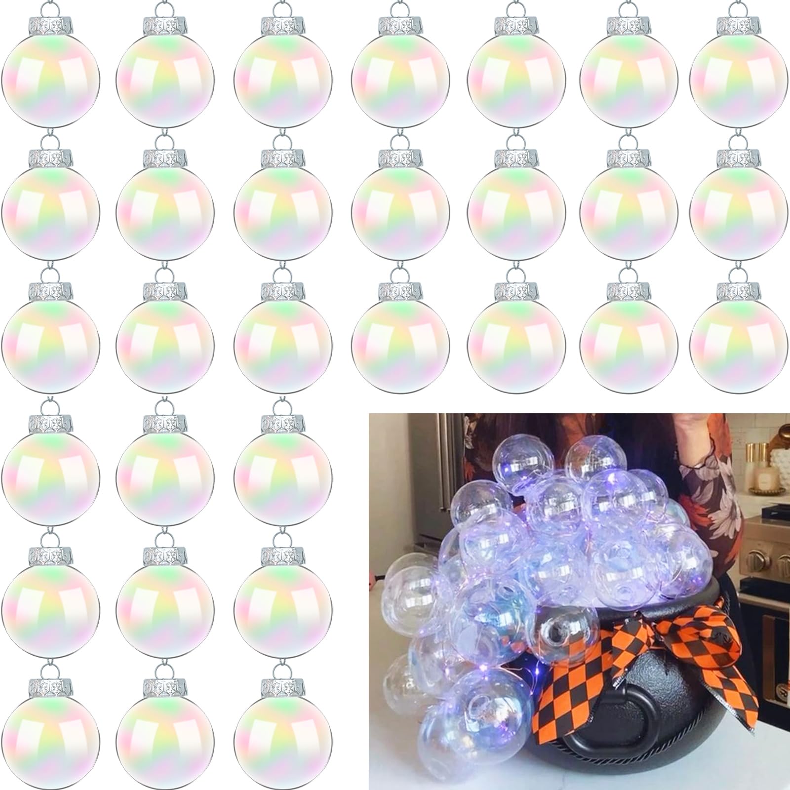 30 PCS Clear Plastic Fillable Ornaments,2.36 inch Christmas Transparent Fillable Balls,Plastic Christmas Balls for Christmas Tree Decorations,DIY Crafts,Party Home Holiday Decor