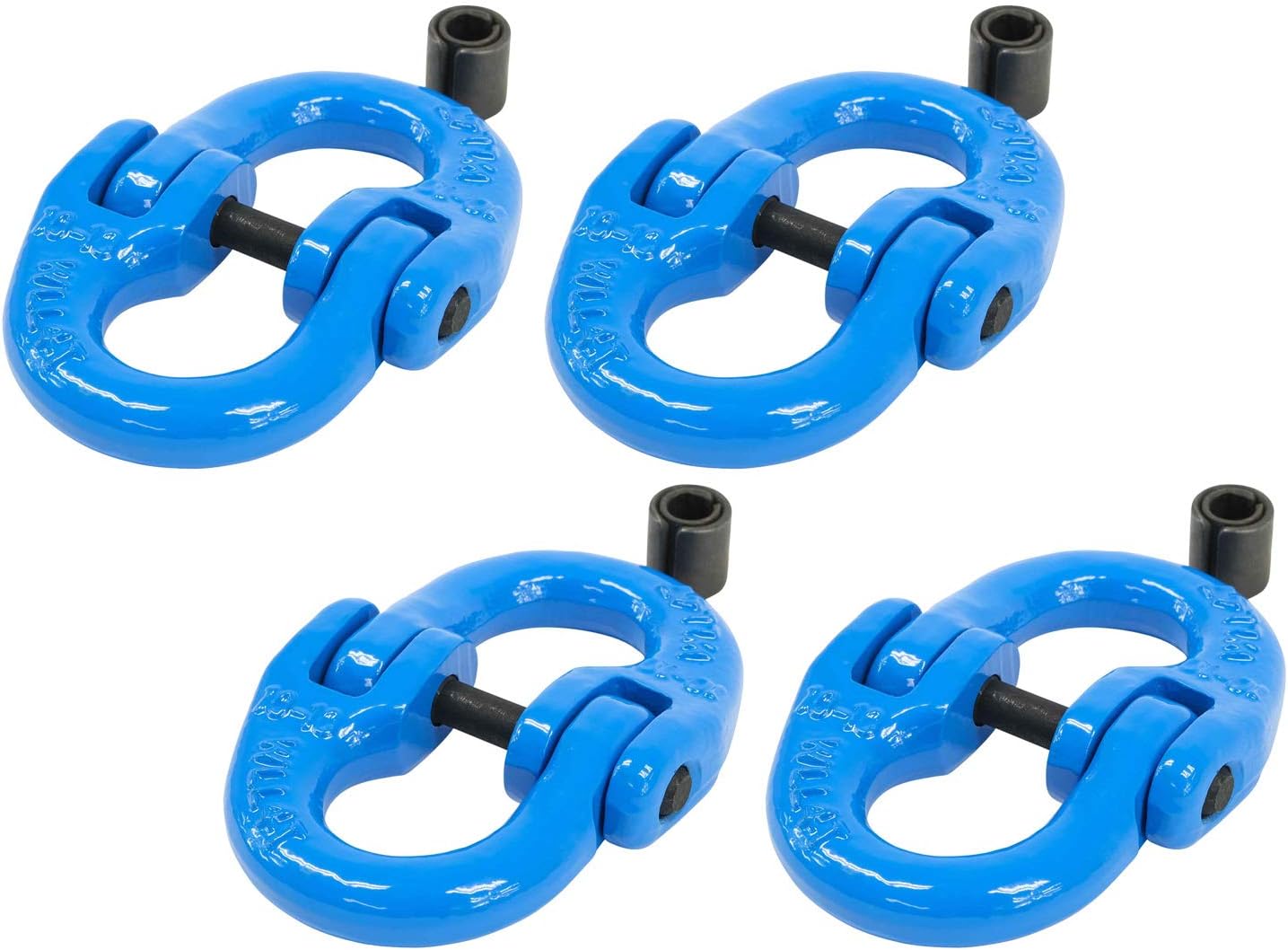 Mytee Products (4 Pack Grade 100 3/8" Forged Alloy Steel Hammerlock Coupling Link - Blue, 8800 lbs Working Load Limit | Heavy Duty G100 Connecting HammerLink