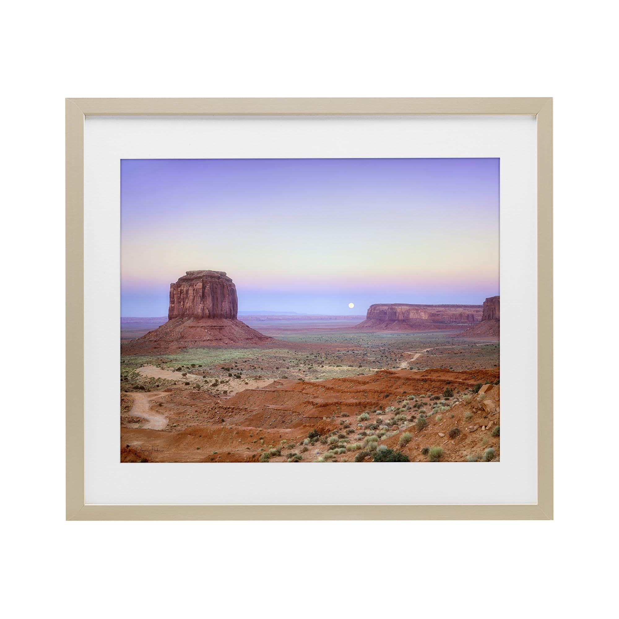 Stupell Industries Harvest Pine (Textured) 'Moonrise Over Monument Valley'| Framed Print Under Glass