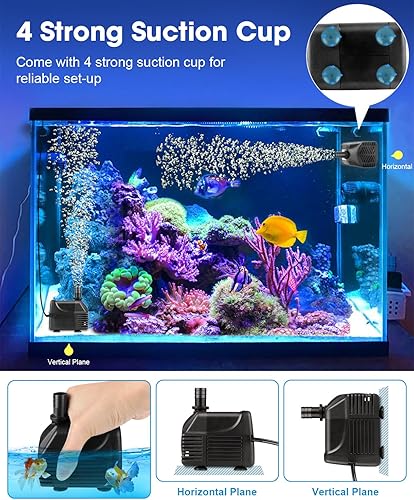 Miniatura 5 de MOSFiATA Bomba sumergible (1000LH, 25W), bomba de agua ultra silenciosa de 400 GPH con elevación de 7.2 pies, bomba de fuente con cable de