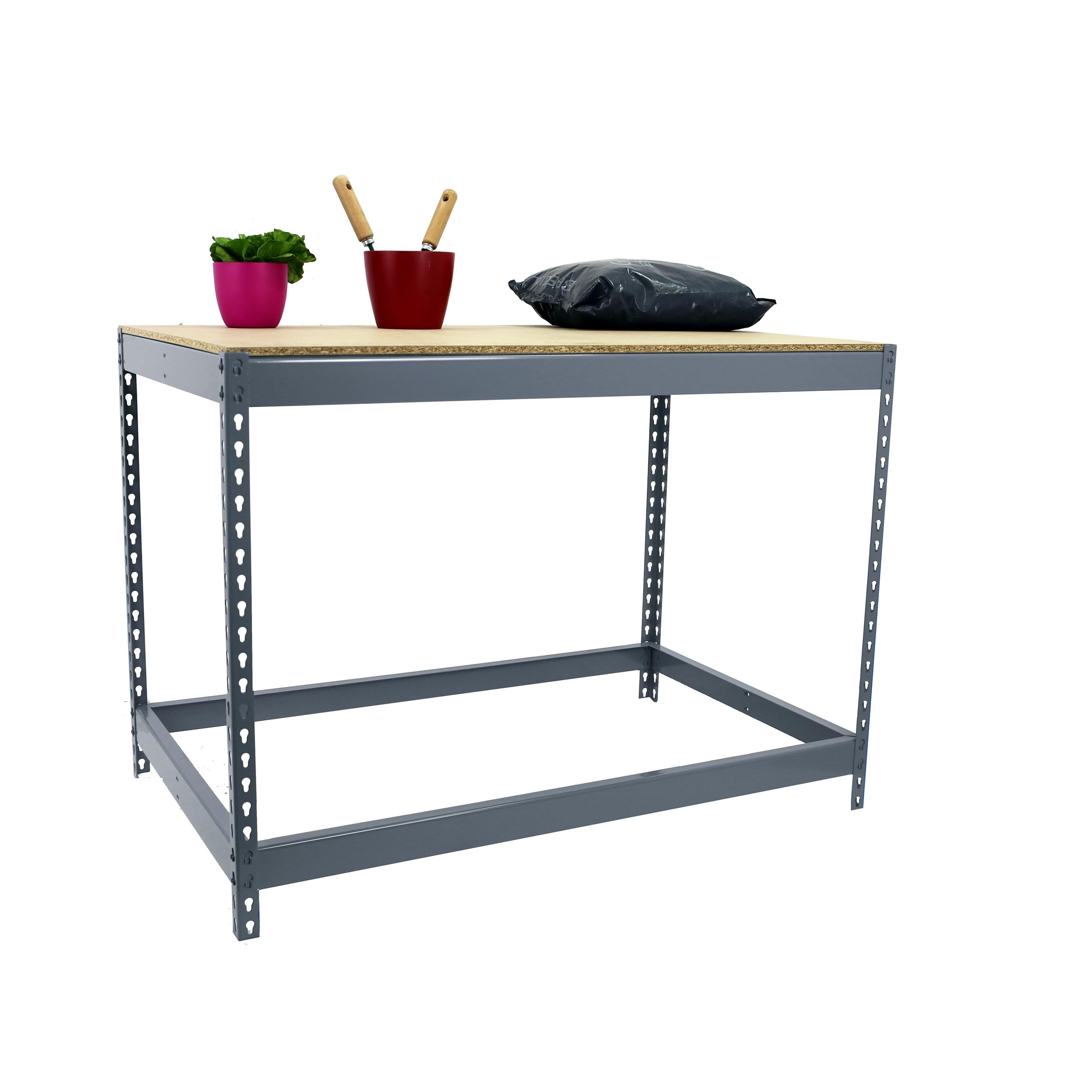 Simon Rack Banco de Trabajo Taller 2100x900 mm - BT Basic | Capacidad Carga 400 kg, Montaje sistema clic, Pintura anticorrosión, Gris