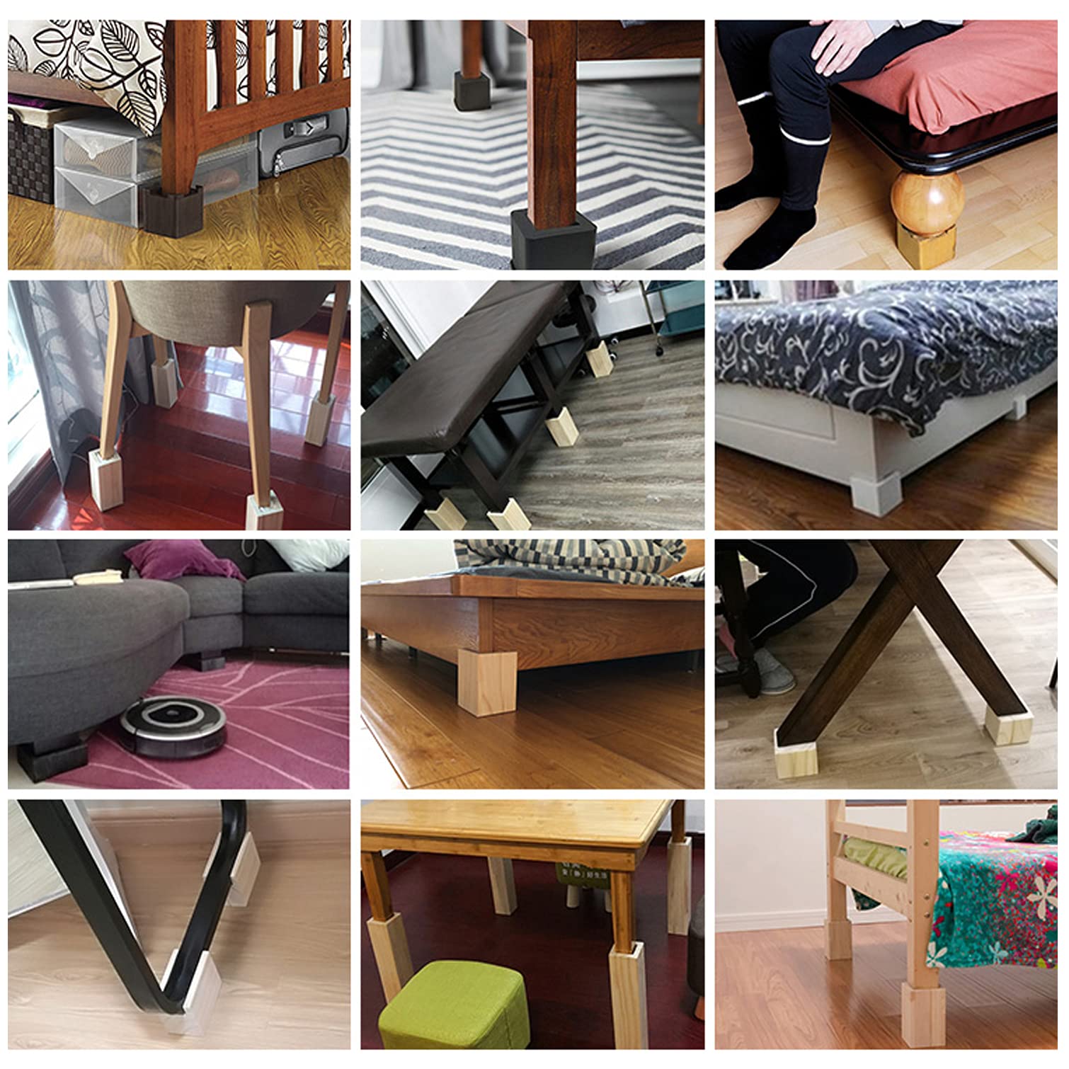 4 Piezas de elevadores de Cama de Madera, elevadores de Muebles Resistentes con Forma de Patas de Elefante, elevadores de Patas para sofá, Mesa, sillas, Patas ranuradas, para sofá, Armario,