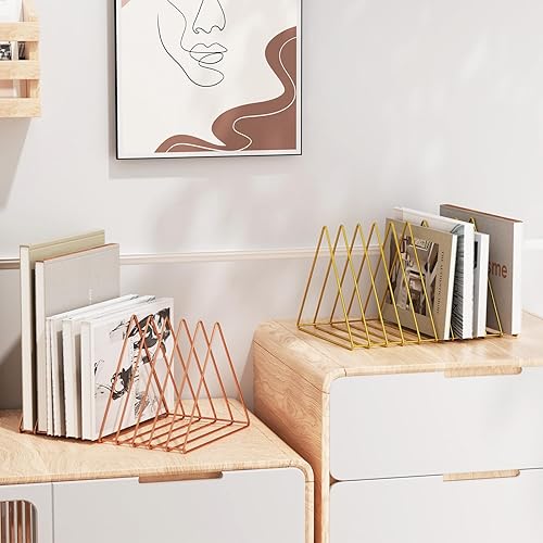 Miniatura 4 de Urban Deco Organizador de escritorio triangular, soporte de revistero de alambre de metal, 10 secciones, organizador de carpetas de archivos