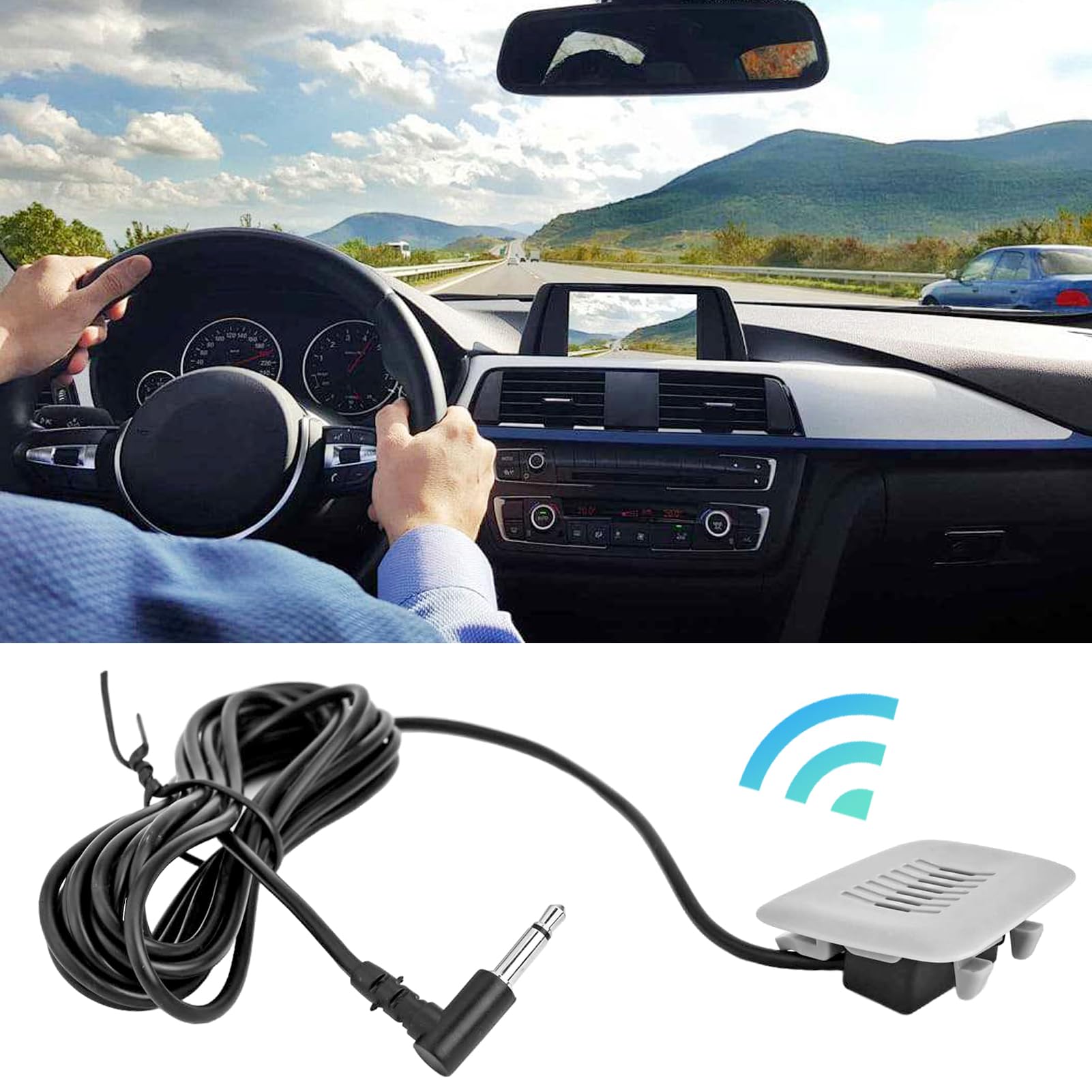 SPORTARC Microfono esterno portatile da 3,5 mm per auto, mono, 50 Hz a 20 kHz, facile da installare, nero
