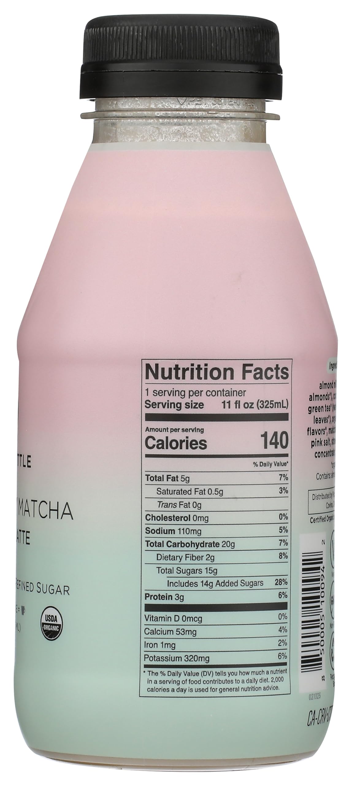 POP AND BOTTLE Organic Strawberry Matcha Almond Latte 11 FZ — view 2