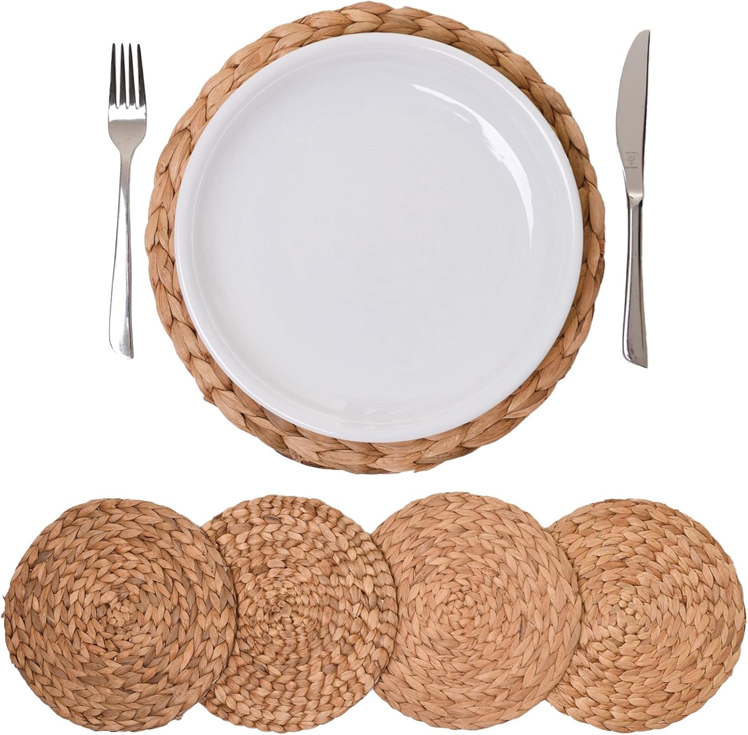 Sets de table en jacinthe d'eau lavables pour une décoration de table bohème chic