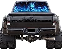 Vista 1 de GRAPHIX EXPRESS Gráficos para ventana trasera de camión (P492 Flaming Skull) envoltura de vinilo universal transparente para ventana trasera