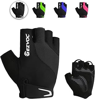 GEZVOC Cycling Gloves Bike Gloves Biking Gloves for Men with Shock-Absorbing Pad, Extra Grip,Flexible and Comfortable Fit,Light Weight,Breathable Mountain Bike Gloves (Black, Small)