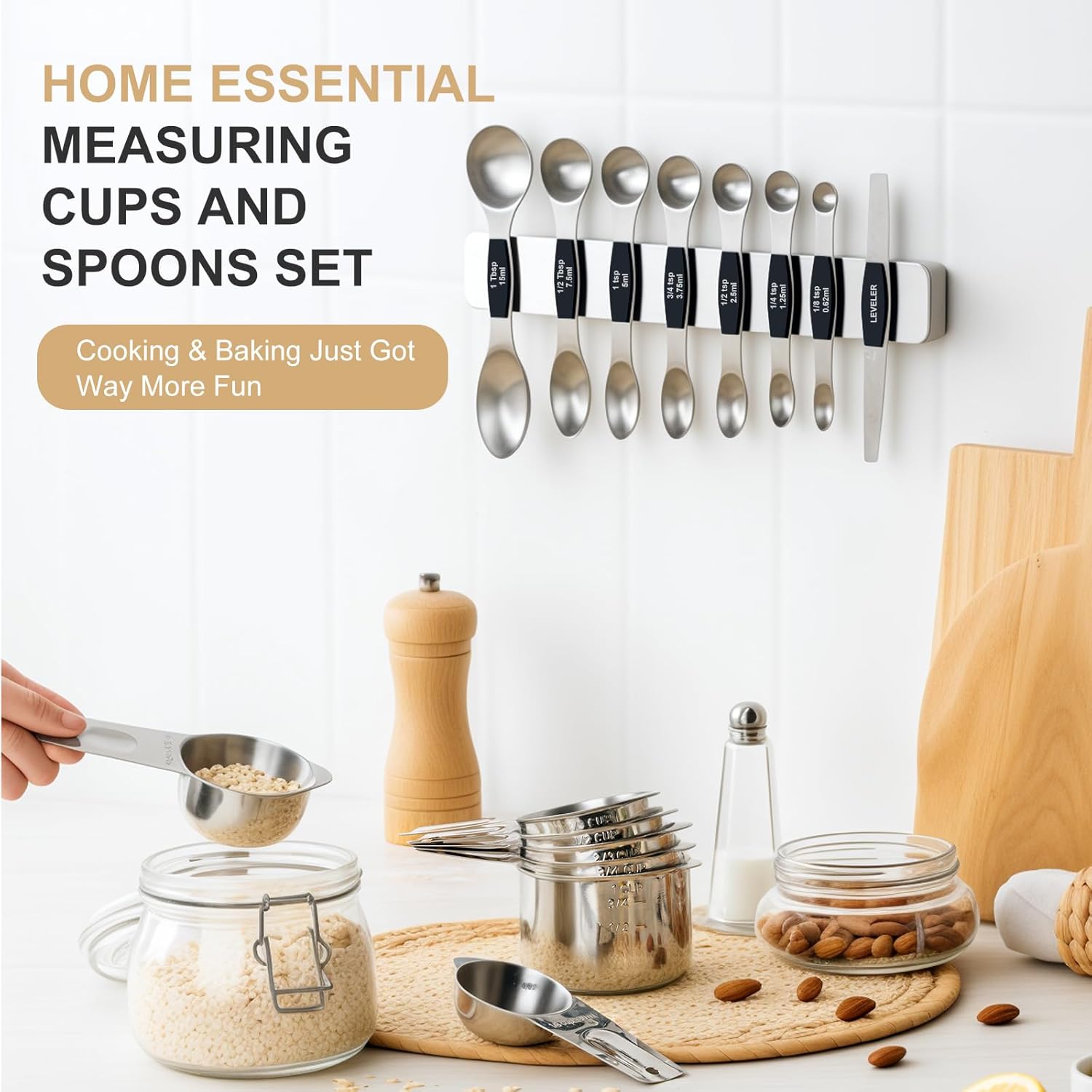 Stainl Steel Measuring Cups & Spoons Set, Kitchen Tools Nesting