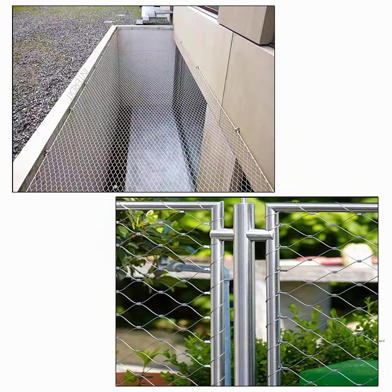 304 Filet De Corde en Acier Inoxydable, Treillis Métallique Multifonctionnel, Cloture Jardin, Grillage Rigide, Filet De Sécurité pour Garde-Corps D'extérieur(0.8x15m)